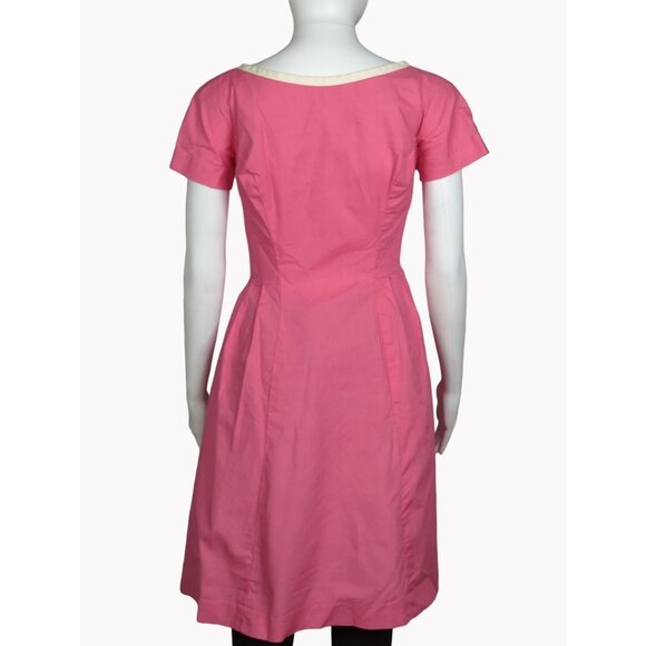 Vintage 60s Womens Small Pink White 5 Button Above Knee Handmade Dress - Picture 3 of 6